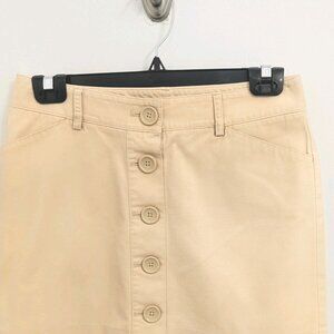 Khaki Button Front Mini Skirt, Pockets, Belt Loops Express Size 0